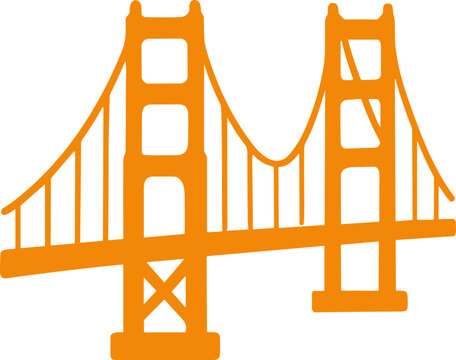 Simple Flat Style Golden Gate Bridge Minimalist Silhouette Landmark Illustration