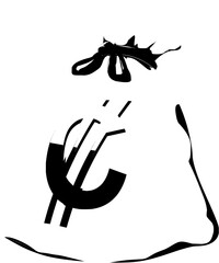 Secure a bag of euro currency symbols with a bold, graphic style for financial success themes