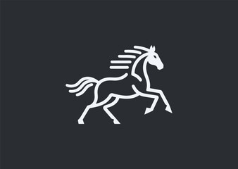 A line art logo of a horse, symbolizing strength, freedom, and elegance