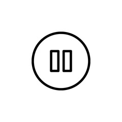 Simple, bold pause button icon in black and white for user interface and media controls