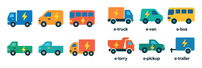 Fototapeta premium Electric Vehicle Icons