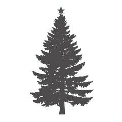 Silhouette of a tall evergreen tree with a star on top, perfect for festive holiday decorations.