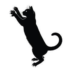 Playful Shadow of Feline: A striking silhouette captures a dynamic feline in mid-leap, its claws extended in playful anticipation. Perfect for adding a touch of spirited energy to your project.
