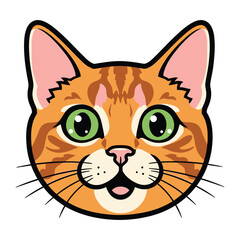 Friendly Feline Illustration: This is a playful illustration of a cute ginger cat, with expressive eyes, in a playful and inviting style. 