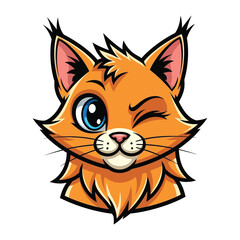 Winking Cat: A whimsical cartoon cat winks playfully with a mischievous glint in its eye, showcasing its charming personality. 