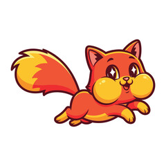 Playful Squirrel: A vibrant illustration of a lively squirrel in mid-leap, radiating energy and cheerfulness, perfect for adding a touch of fun to any design or project.