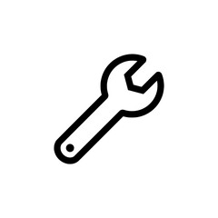 Sleek black wrench icon symbolizing repair, maintenance, and engineering solutions