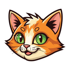 Playful Feline Illustration: A close-up illustration of a charming cat. Its bright eyes and expressive face exude warmth and appeal. 