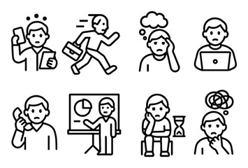 Naklejka premium Minimalist Work Stress Icons