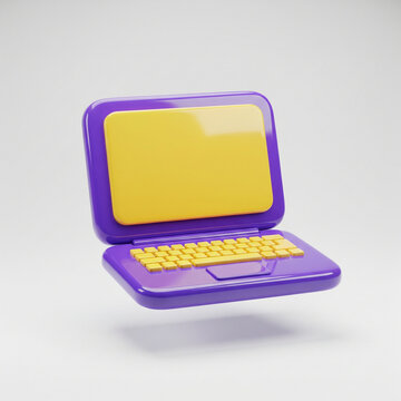 3D Glossy Icon Purple Yellow Laptop JPG