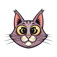 Whimsical Cat Portrait: An endearing, illustrative portrait captures the essence of a charming feline with captivating eyes and a playful expression.