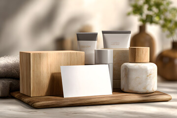 Spa & Wellness Product Branding with Blank Business Card Mockup