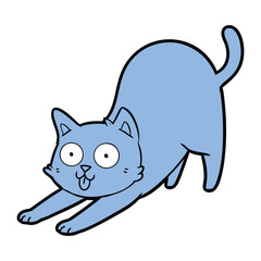 Curious Cat Stretching Cartoon: A whimsical cartoon cat in a playful stretch, showcasing a curious expression.