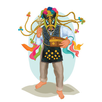 Typical dance suit "El Gueguense" or Macho Raton. Folklore of Nicaragua.