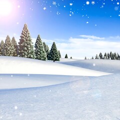 Winter landscape, snow-covered hills