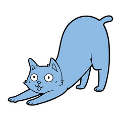 Playful Paws: A cheerful cartoon cat, stretched out in a playful pose, with a delightful expression, embodies the spirit of joy and simple pleasures.