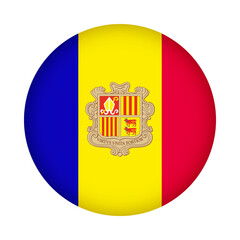 Obraz premium Andorra flag round. 3d illustration round button flag of Andorra transparation png