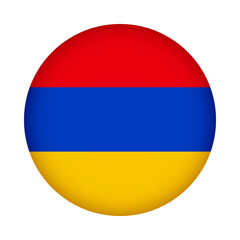 Armenia flag round. 3d illustration round button flag of Armenia transparation png