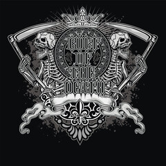 gothic sign with skull, grunge vintage design t shirts