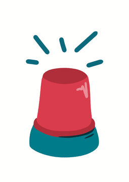  illustration de girophare de pompier rouge sur fond quadrill&eacute; bleu