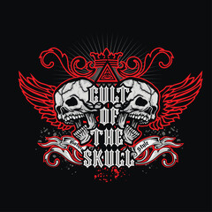 gothic sign with skull, grunge vintage design t shirts