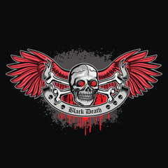 gothic sign with skull, grunge vintage design t shirts
