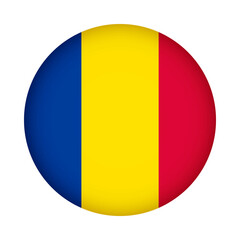 Chad flag round. 3d illustration round button flag of Chad transparation png
