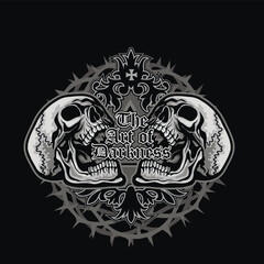 gothic sign with skull, grunge vintage design t shirts