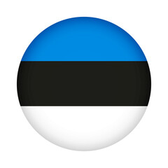 Estonia flag round. 3d illustration round button flag of Estonia transparation png