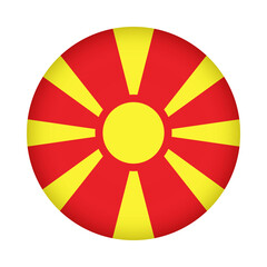 Obraz premium North macedonia flag round. 3d illustration round button flag of North macedonia transparation png