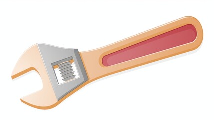 Obraz premium A detailed illustration of an adjustable wrench, showcasing its sleek design and ergonomic handle.