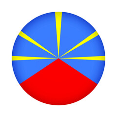 Obraz premium Reunion flag round. 3d illustration round button flag of Reunion transparation png