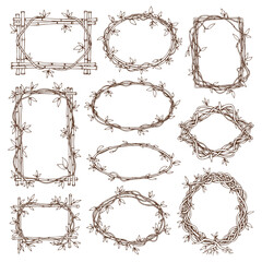 Elegant botanical frames with leaves for invitations, cards, and announcements vector design