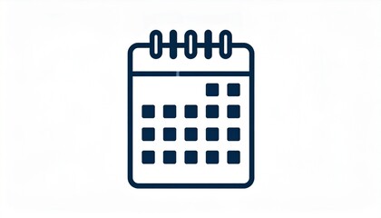 A Simple Line-Art Vector Icon of a Calendar with a Grid of Empty Boxes, Representing Scheduling and Planning Tasks