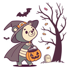 Fototapeta premium halloween witch with pumpkin