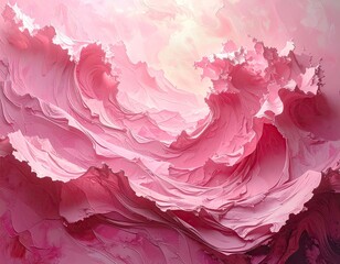 Abstract Pink Textured Wall Background with Decorative Waves and Shimmering Effects