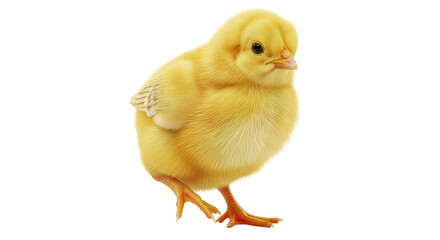 Isolated Yellow Chick Standing in Studio, Baby Animal, Farm Fowl, Domestic Bird Breed © Elowen