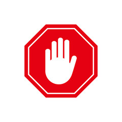 stop top hand block octagon sign or do not enter or forbidden icon vector illustration