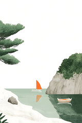 Illustration: Landscape of a paradise island