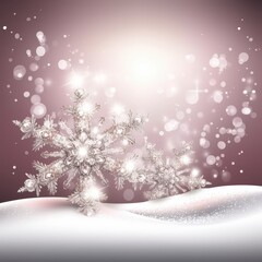 Sparkling snowflakes glisten against a soft pink backdrop, capturing the magic of winter in a serene scene.