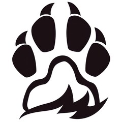 Stylized black animal paw print design on a white background, perfect for nature themes.