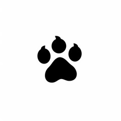 A simple black silhouette of a paw print on a white background, symbolizing pets and nature.