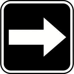 Simple arrow sign directing to the right, featuring a bold white arrow on a black background.
