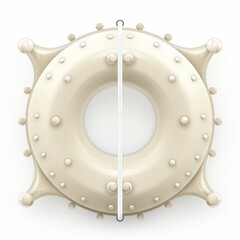 A minimalist lifebuoy designed with a soft, ivory color and smooth, rounded textures, evoking safety and calm.