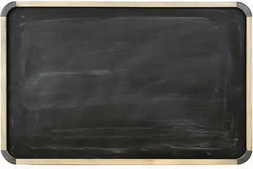 Blank black chalkboard with wooden frame, ready for writing, conveying a sense of education and creativity.