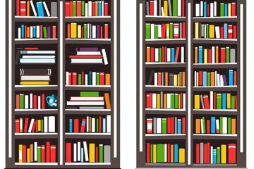 Fototapeta premium A vibrant display of colorful books on modern shelves, showcasing a mix of sizes and shades that invite exploration.