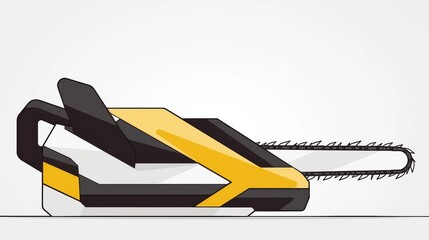 A sleek, modern chainsaw with a minimalist design, featuring bold yellow and black accents.