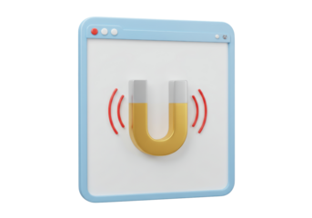 Isolated representation of magnet, attracting or pulling with magnetic force or energy