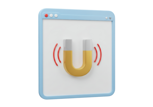 Isolated representation of magnet, attracting or pulling with magnetic force or energy
