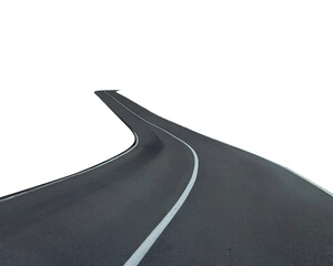 A winding two-lane asphalt road stretching into the distance © tiena